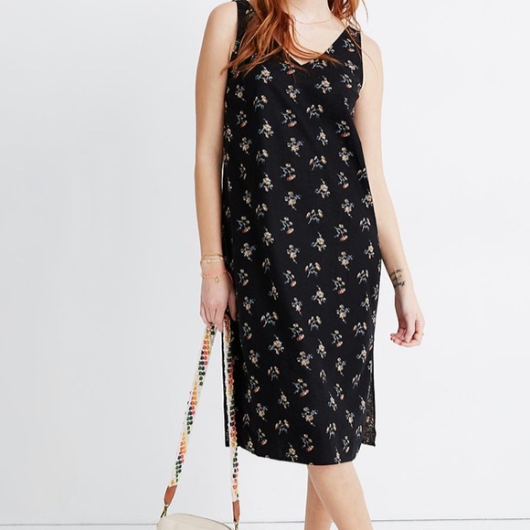 MW LINEN-BLEND MIDI DRESS - Picture 1 of 9